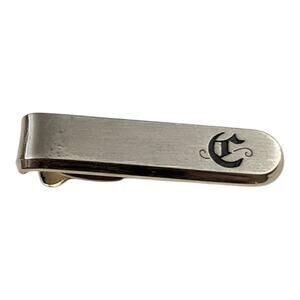 HICKOK USA Mens 1950s Vintage Monogram Initial C, G, R Tie Bar Clip Gold Tone